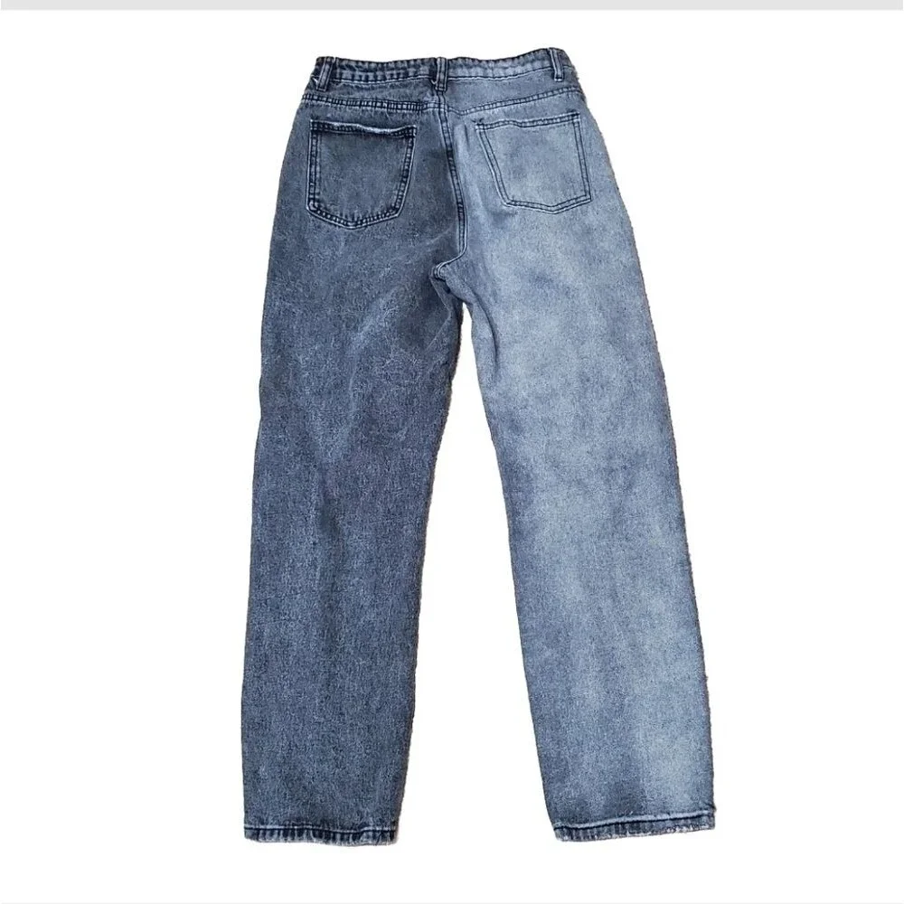 Shein High Waist Ripped Mom Fit Jeans L 8/10